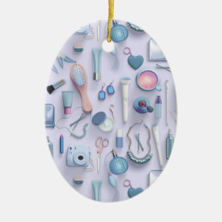 Adorno De Cerámica Tabla azul de la vanidad