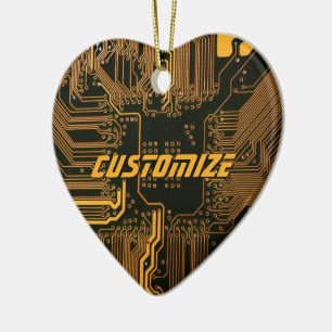 Adorno De Cerámica Tablero de Circuito PCB Cyber Naranja Personalizad