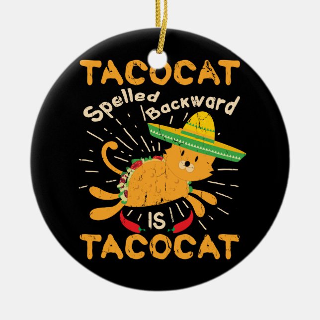 Adorno De Cerámica Taco gráfico del gato de Tacocat Cinco de Mayo (Frente)