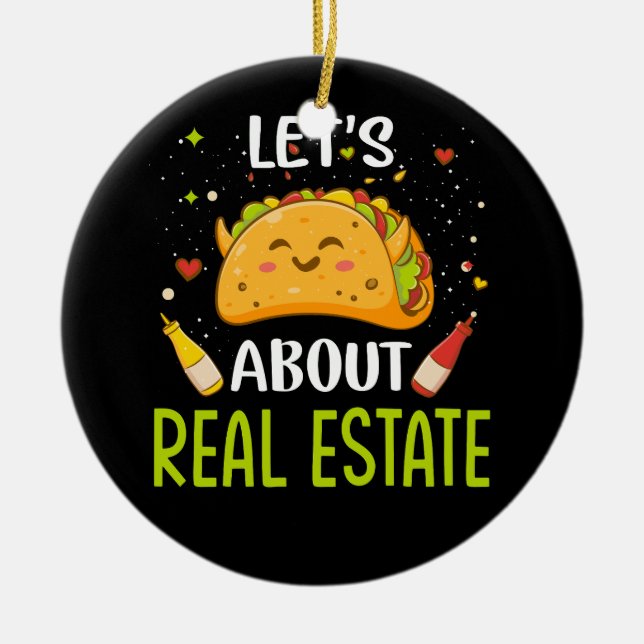 Adorno De Cerámica Taco inmobiliario sobre tacos mexicanos para comer (Frente)