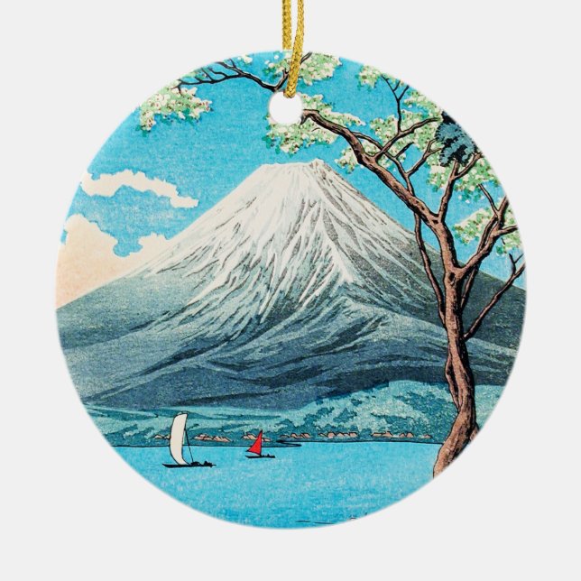 Adorno De Cerámica Takahashi - Monte Fuji desde el lago Yamanaka (Frente)