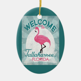 Adorno De Cerámica Tallahassee Florida Pink Flamingo Retro