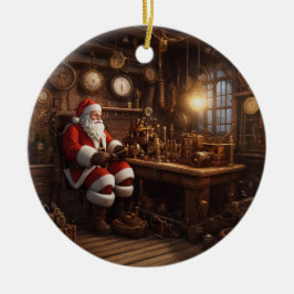 Adorno De Cerámica Taller de Steampunk de Santa