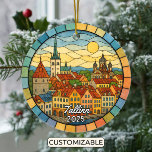 Adorno De Cerámica Tallin de vidrio con mango personalizado, Estonia