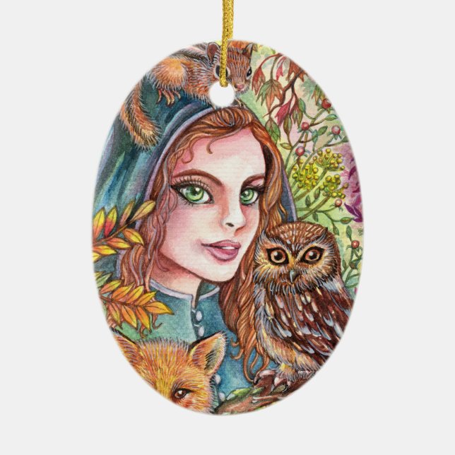 Adorno De Cerámica Tamer en el bosque otoñal (Frente)