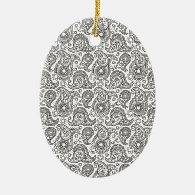 Adorno De Cerámica Tangerine Black Paisley (Frente)