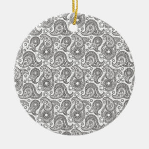 Adorno De Cerámica Tangerine Black Paisley