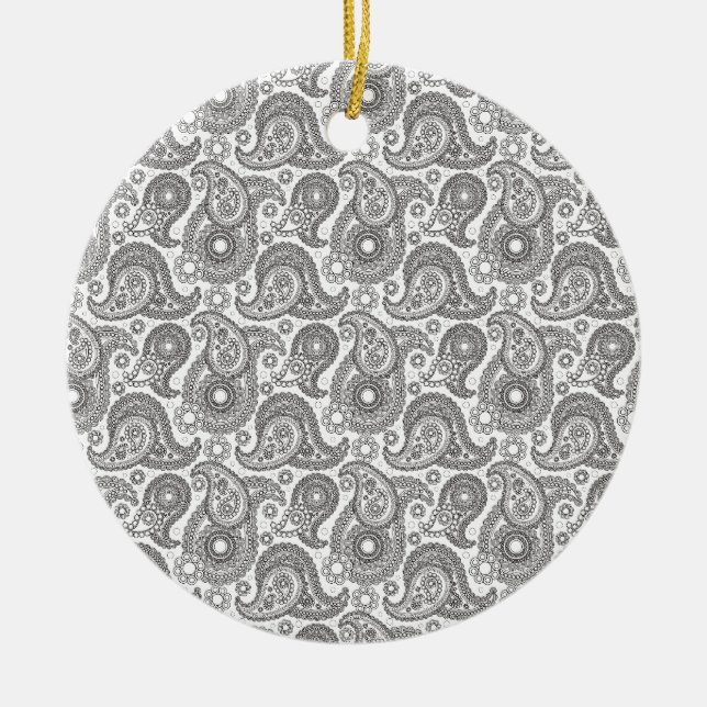 Adorno De Cerámica Tangerine Black Paisley (Frente)