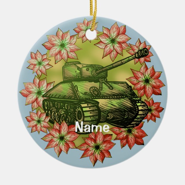 Adorno De Cerámica Tank Christmas ornament (Frente)