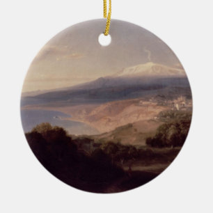 Adorno De Cerámica Taormina y el monte Etna, c.1840 (aceite en lona)