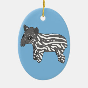Adorno De Cerámica tapir del bebé azul
