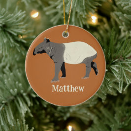Adorno De Cerámica Tapir Malayo o Asiático Personalizado con Fecha