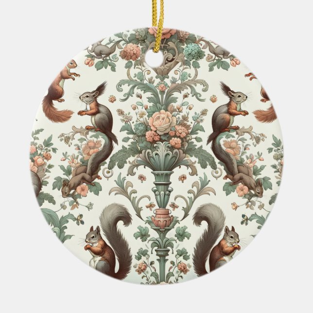 Adorno De Cerámica Tapiz de ardilla forestal victoriana (Frente)
