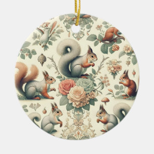 Adorno De Cerámica Tapiz de ardilla forestal victoriana