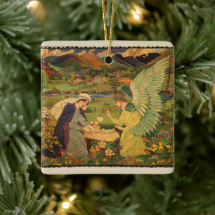Adorno De Cerámica Tapiz Religioso de la Vintage con el Niño Jesucris