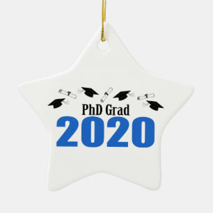 Adorno De Cerámica Tapones Y Diplomas Grad 2020 (Azul)