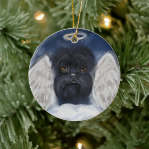 Adorno De Cerámica Tarjeta ANGEL Affenpinscher