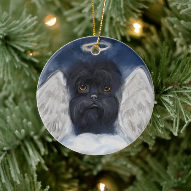 Adorno De Cerámica Tarjeta ANGEL Affenpinscher (Árbol)