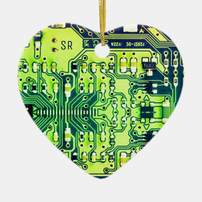 Adorno De Cerámica Tarjeta de circuito impreso verde Geek PCB Persona (Frente)