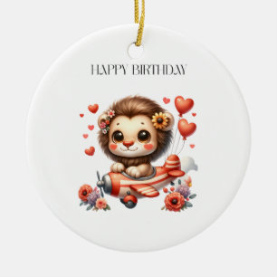 Adorno De Cerámica Tarjeta de cumpleaños del piloto león