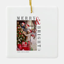 Tarjeta de Foto de Navidad Familiar Guión Moderno