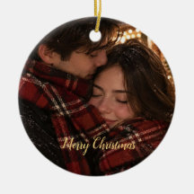 Tarjeta de Navidad con foto de pareja de cuadros r