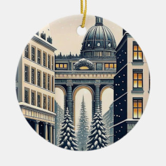 Adorno De Cerámica Tarjeta de Navidad de la Puerta de Brandeburgo de