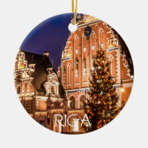 Adorno De Cerámica Tarjeta de Navidad de Riga