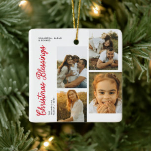 Adorno De Cerámica Tarjeta de Navidad Minimalista con Familia de 6 Fo