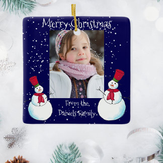 Adorno De Cerámica Tarjeta de Navidad personalizada con foto de muñec
