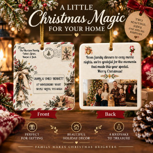 Adorno De Cerámica Tarjeta de Navidad Personalizada Estilo Postal
