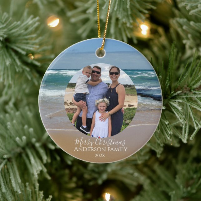Adorno De Cerámica Tarjeta de Navidades oceánicos de Photo Beach pers (Árbol)