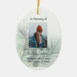 Adorno De Cerámica Tarjeta de oración conmemorativa ramita de abeto v