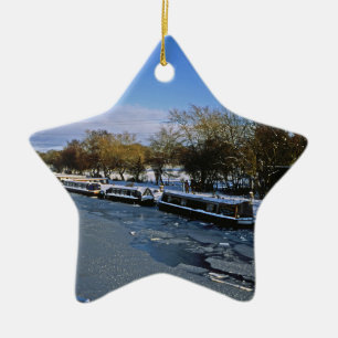 Adorno De Cerámica Tarjeta de vacaciones Macclesfield Canal Winter Ch