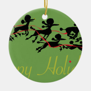 Adorno De Cerámica Tarjeta del día de fiesta del caniche