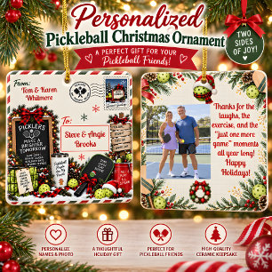 Adorno De Cerámica Tarjeta postal de Navidad de amigos personalizados