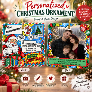 Adorno De Cerámica Tarjeta postal de Navidad de cómic personalizada