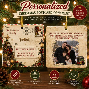 Adorno De Cerámica Tarjeta postal de Navidad personalizada Steampunk