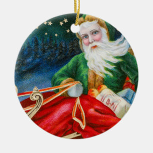 Adorno De Cerámica Tarjeta postal vintage retro de Navidad de Papá No