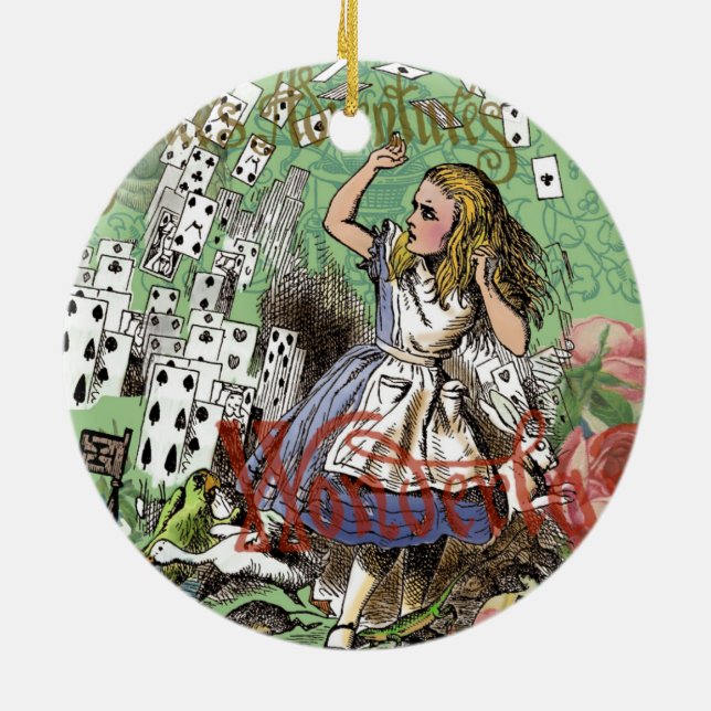 Adorno De Cerámica tarjetas alice conejo de sombrerero de wonderland (Atrás)