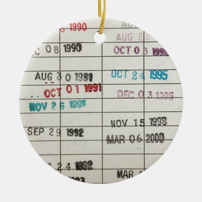 Adorno De Cerámica Tarjetas de fecha debida de la biblioteca del (Frente)