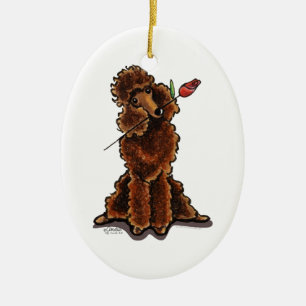 Adorno De Cerámica Tarjetas del día de San Valentín del caniche del