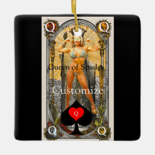 Adorno De Cerámica Tarot Card Queen of Spades Thunder_Cove