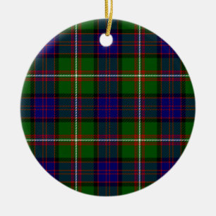 Adorno De Cerámica tartan Clanranald azul verde a cuadros