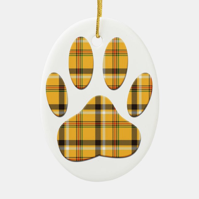 Adorno De Cerámica Tartan Dog Paw Print (Frente)