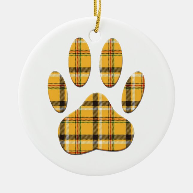 Adorno De Cerámica Tartan Dog Paw Print (Frente)