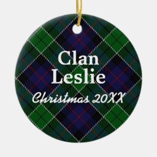 Adorno De Cerámica Tartan Escocés Clan Leslie