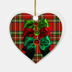 ADORNO DE CERÁMICA TARTÁN ESCOCIA Y NAVIDADES VERDES ROJOS ARROJAN EL