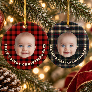 Adorno De Cerámica Tartan Imperial Plaid Acogedor Navidad del Primer
