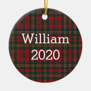 Adorno De Cerámica Tartan Plaid Rojo y Verde Personalizado